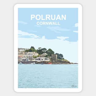 Polruan River Fowey Cornwall. Cornish gift Kernow Travel location poster, St Austell Sticker